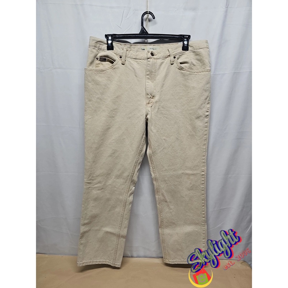 LEE Mens Tan Beige‎ 100% Cotton Regular Fit Jeans Straight Workwear Size 40x30